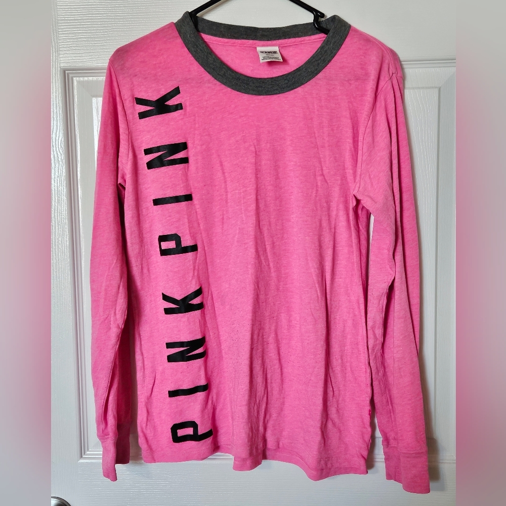 Victoria's Secret PINK Long Sleeve Ringer T-shirt, Sz M
